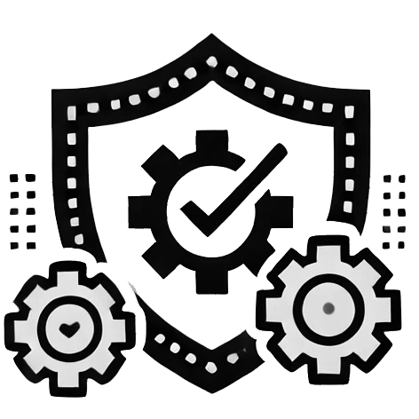 Tarcza z zębatkami oznaczająca zgodność i ochronę maszyn